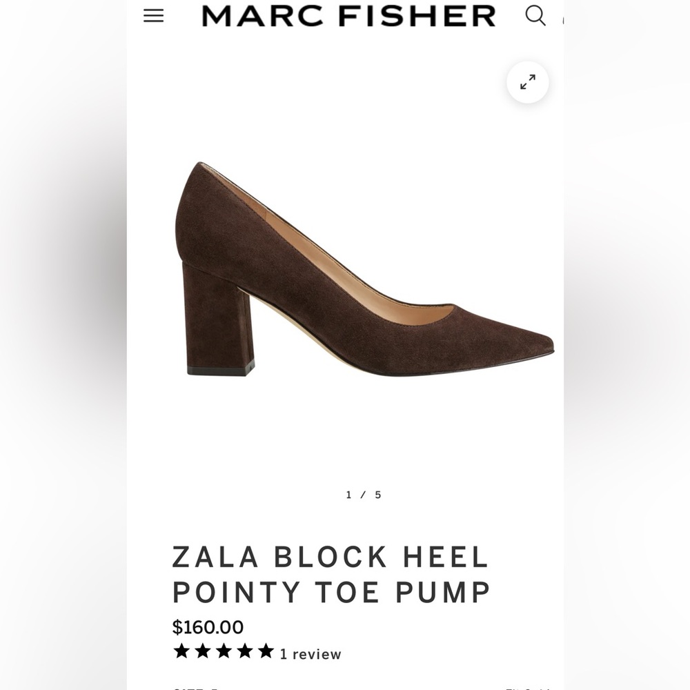 Marc Fisher zalá block heel pointy toe pump. Leather suede brown. Size 9.5